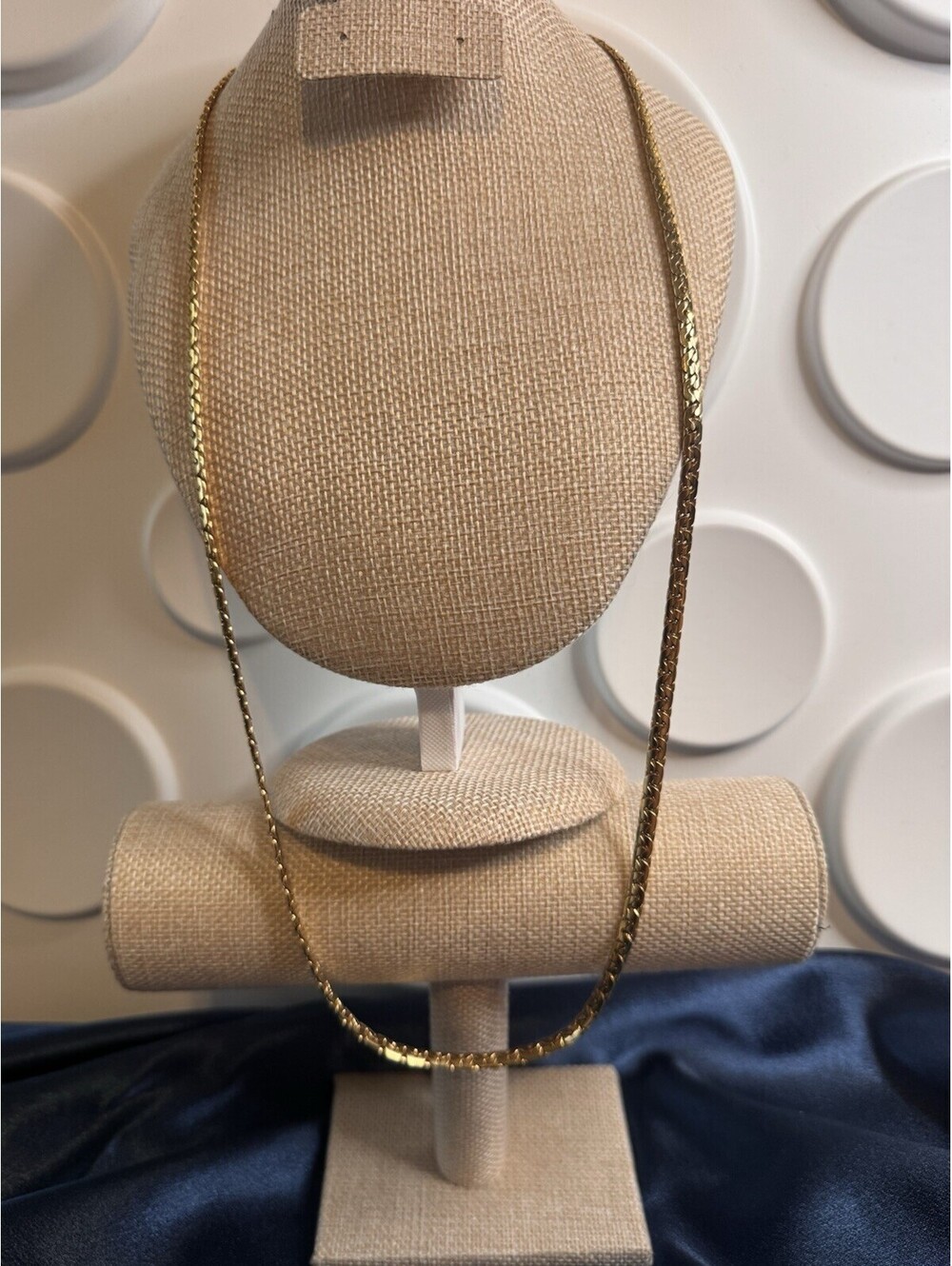 Vintage Napier Gold Tone Flat Herringbone Chain Necklace 30 Inch